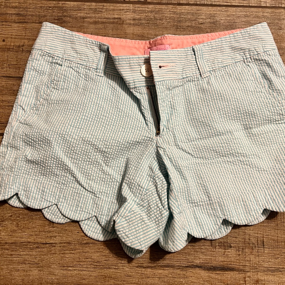 Lilly Pulitzer Light Blue and White Striped Shorts